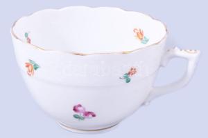 Herendi apróvirág mintás csésze alátéttel, jelzett, kis kopással, d: 13,5 cm