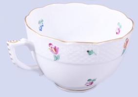 Herendi apróvirág mintás csésze alátéttel, jelzett, kis kopással, d: 13,5 cm