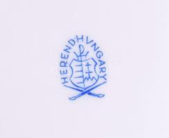 Herendi Viktória mintás levél alakú kínáló, jelzett, aranyozáson kopással, 20x17 cm