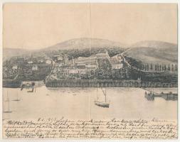 1903 Balatonfüred. 2-részes kihajtható panorámalap, Kampmann H. kiadása / 2-tiled folding panoramacard (r)