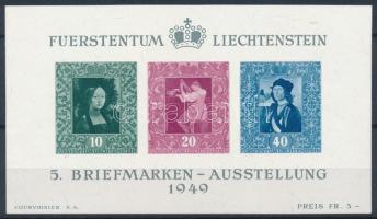 Liechtenstein 1949 Bélyegkiállítás kisív Mi 5 (Mi EUR 140.-)