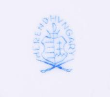 Herendi Viktória mintás szív alakú kínáló, lepattanással, rózsán sérüléssel, 14x13 cm