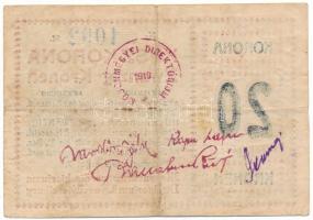 1919. Magyaróvár 20K "Mosonvármegye Direktóriuma" "1092" hátoldalán bélyegzés, a...