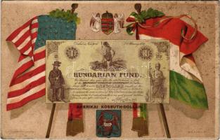 Amerikai Kossuth dollár. Jelenetek Kossuth Lajos élete történetéből Első kiadás VI. kép, dombornyomott / Hungarian Fund Kossuth dollar, Embossed Athenaeum rt. litho s: K. Sávely D. (EK)