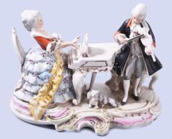 cca 1970 Grafenthal barokk jelenet, jelzett, kopással, 23x17 cm