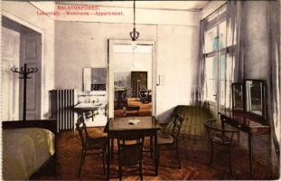 Balatonfüred, Fürdő, lakosztály, belső - képeslapfüzetből (EK)