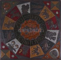 Csillagjegyek tűzzománc és réz fali dísz. 28x28 cm