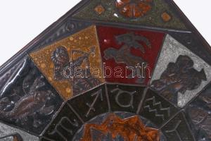 Csillagjegyek tűzzománc és réz fali dísz. 28x28 cm