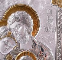 Ezüst (Ag) borítású aranyozott ikon. Jelzett 13x18 cm