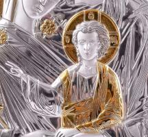 Ezüst (Ag) borítású aranyozott ikon. Jelzett 13x18 cm