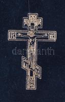 Ezüst (Ag) borítású aranyozott asztali ikon. bőr keretben 6x7 cm