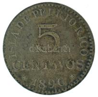 Puerto Rico 1896. 5c Ag T:XF Puerto Rico 1896. 5 Centavos Ag C:XF Krause KM#20
