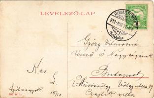 1912 Rimaszombat, Rimavská Sobota; Református templom, Weisz Károly üzlete, piac. A levél címzettje ...