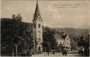 1910 Trencsénteplic, Trencianske Teplice; Templom tér. A levél címzettje Zichy Mária grófnő. Wertheim Zsigmond kiadása / Kirchenplatz / square, church
