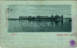 1900 Balatonfüred, uszoda este holdfényben. Köves és Boros kiadása (EB)