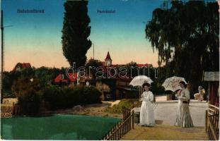 1913 Balatonfüred, part részlet, Vaszary villa tornya (EB)