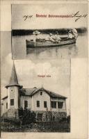 1911 Balatonszepezd, Szepezd; Faragó villa, csónakázók, nádas (r)