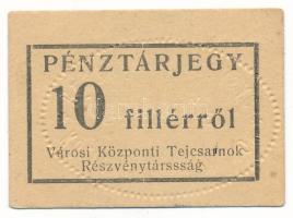 1920 k. Szeged 10f "Városi Központi Tejcsarnok" szárazpecséttel és "Részvénytárssság" sajtóhibával T:AU Adamo SZE-116.1