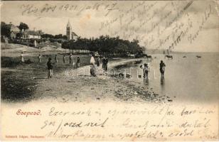 1901 Balatonszepezd, Szepezd; Balaton-parti részlet, templom, gulya. Schmidt Edgar kiadása (fl)