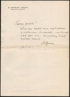 1936 Hoffmann Sándor (1899-1992) Kossuth-díjas vegyészmérnök saját kézzel írt levele