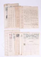 1912-1913 Bolla Mihály (1850-1916) miniszteri tanácsosnak címzett, a feketehegyi evangélikus kápolna építésével kapcsolatos céges levelek, számlák, közte Stobbe Adolf építőmester saját kezű levele, Stadler Mihály, Haidekker Sándor, Rétay és Benedek cégek fejléces levelei, költségjegyék, stb., összesen 17 db, vegyes állapotban