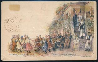 1896 5kr díjjegyes milleniumi képeslap lebélyegezve, címzés nélkül