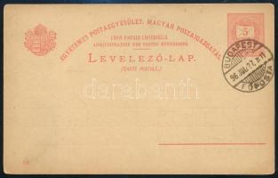 1896 5kr díjjegyes milleniumi képeslap lebélyegezve, címzés nélkül