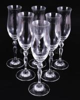 Ólomkristály pezsgős pohár garnitúra, 6 darab, hibátlan, eredeti dobozában, m: 23 cm