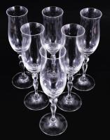 Ólomkristály pezsgős pohár garnitúra, 6 darab, hibátlan, eredeti dobozában, m: 23 cm