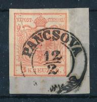 1850 3kr MP III papírráncos bélyeg "PANCSOVA"