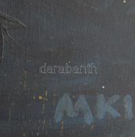 MKI monogram jelzéssel, XX. sz. első fele: Szégyenlős modell. Olaj, rétegelt falemez. Sérült. Fakere...