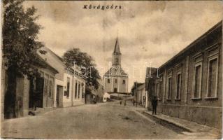 Kővágóörs, utca, templom (gyűrődések / creases)