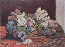 Bokor K jelzéssel, XX. sz. első fele-közepe: Csendélet szőnyegekkel. Olaj, vászon. Proveniencia: Saphier-gyűjtemény. Apró felületi kopásokkal. 74x100 cm.
