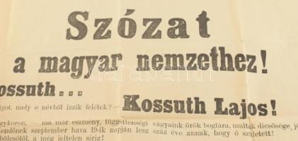 1902 ,,Szózat a magyar nemzethez!", az Országos Függetlenségi és 48-as Párt politikai plakátja,...