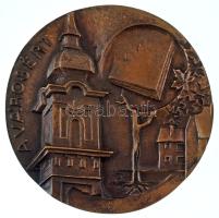 Lajos József (1936-) 1970 k. "Nagykőrös / A városért" kétoldalas, öntött bronz emlékérem (97mm) T:AU szép patina