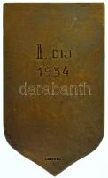 1934. "MLTC (Mátyásföldi Lawn Tennis Club)" egyoldalas bronz díjplakett, hátoldalán "...