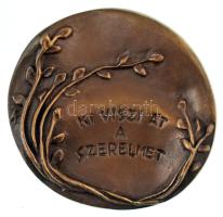 DN "Ki viszi át a szerelmet" Nagy László versének részlete, egyoldalas, öntött bronz plaketten. Szign.: TK (87x93mm) T:AU