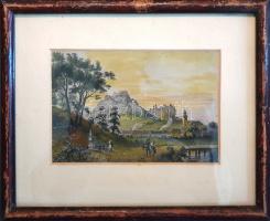 [Látkép] Siroki várrom. Ruine Sirok. Ludwig Rohbock (1824-1893) német grafikusművész részletgazdag, ...