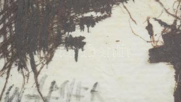 Wagner János (1936-2022): Gubanc (cím nélkül). Pálmalevél, merített papír, jelezve balra lent: Wagne...