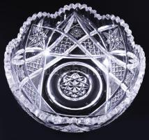 Ólomkristály kínáló, gazdag díszítéssel, hibátlan, d: 24 cm, m: 12 cm