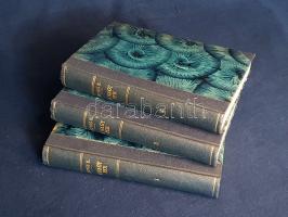 Eötvös Károly:  A nagy per, mely ezer éve folyik s még sincs vége. I-III. kötet. [Teljes mű három kötetben.] Budapest, [1929]. Révai Testvérek Irodalmi Intézet Rt. (Pallas Rt. ny.) [4] + 333 + [3] p.; [4] + 332 p.; [4] + 323 + [1] p. Eötvös Károly (1842-1916) függetlenségi párti politikus, ügyvéd, közíró, az ország legtekintélyesebb ügyvédje. Pályája meghatározó pontja az 1883. évi tiszaeszlári perben vállalt szerepe: a rituális gyilkosság elkövetésével megvádolt tiszaeszlári zsidóság védelmét ő biztosította. Az egész ország közvéleményét lázban tartó per Eötvös Károly nevezetes, többórás védőbeszédével végződött, melynek nyomán a vádlottakat felmentették. Az ügyvéd évtizedekkel később, írói pályája csúcsán írta meg a per társadalomtörténeti reflexiókban gazdag történetét. A mű első kiadása 1904-ben jelent meg, példányunk a munka ötödik kiadásából származik. Példányunk első kötetének 19. íve kétszer bekötve. (Eötvös Károly munkái, 10-12. kötet.) Egységes, aranyozott gerincű, korabeli félvászon kötésben, felül színes festésű lapszélekkel. Jó példány.