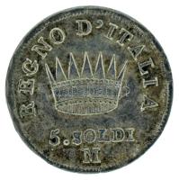 Olasz Államok / Napóleon Királysága 1813M 5s Ag "I. Napóleon" (1,25g) T:AU, ph.
Italian S...