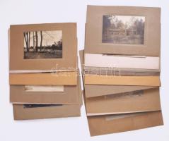 I. világháborús felvételek a frontról: lövészárok, katonai temető, szétlőtt templom, stb., 25 db fotó kartonon, vegyes állapotban, 9x14 cm körül (karton: 16x24 cm)