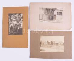 I. világháborús felvételek a frontról: lövészárok, katonai temető, szétlőtt templom, stb., 25 db fot...