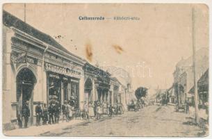 1924 Csíkszereda, Miercurea Ciuc; Rákóczi utca, Szvoboda Miklós könyvnyomda, papír- és könyvkereskedése / street view with book, printing and paper shop (fa)