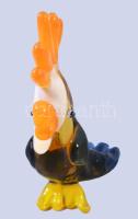 Murano art kakadu figura, színezett üveg, jelzés nélkül, hibátlan, m: 8 cm
