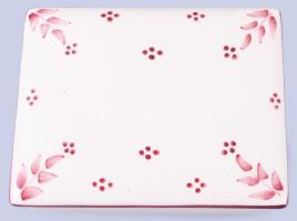 Antik bonbonier, sorszámozott, erős mázrepedéssel, 16x13 cm