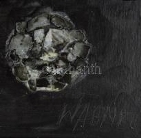 Wagner János (1936-2022): Távoli tájakon. Akril, üveg applikáció, farost, jelezve jobbra lent: Wagne...