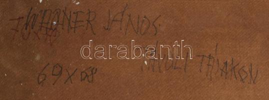 Wagner János (1936-2022): Távoli tájakon. Akril, üveg applikáció, farost, jelezve jobbra lent: Wagne...