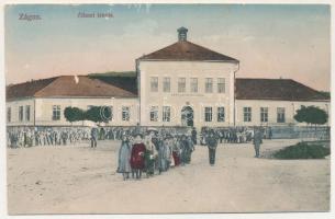 1913 Zágon, Zagon (Kovászna, Covasna); Állami iskola. Szőts Albert felvételei nyomán Divald műintézet / school (felületi kopás / worn surface)
